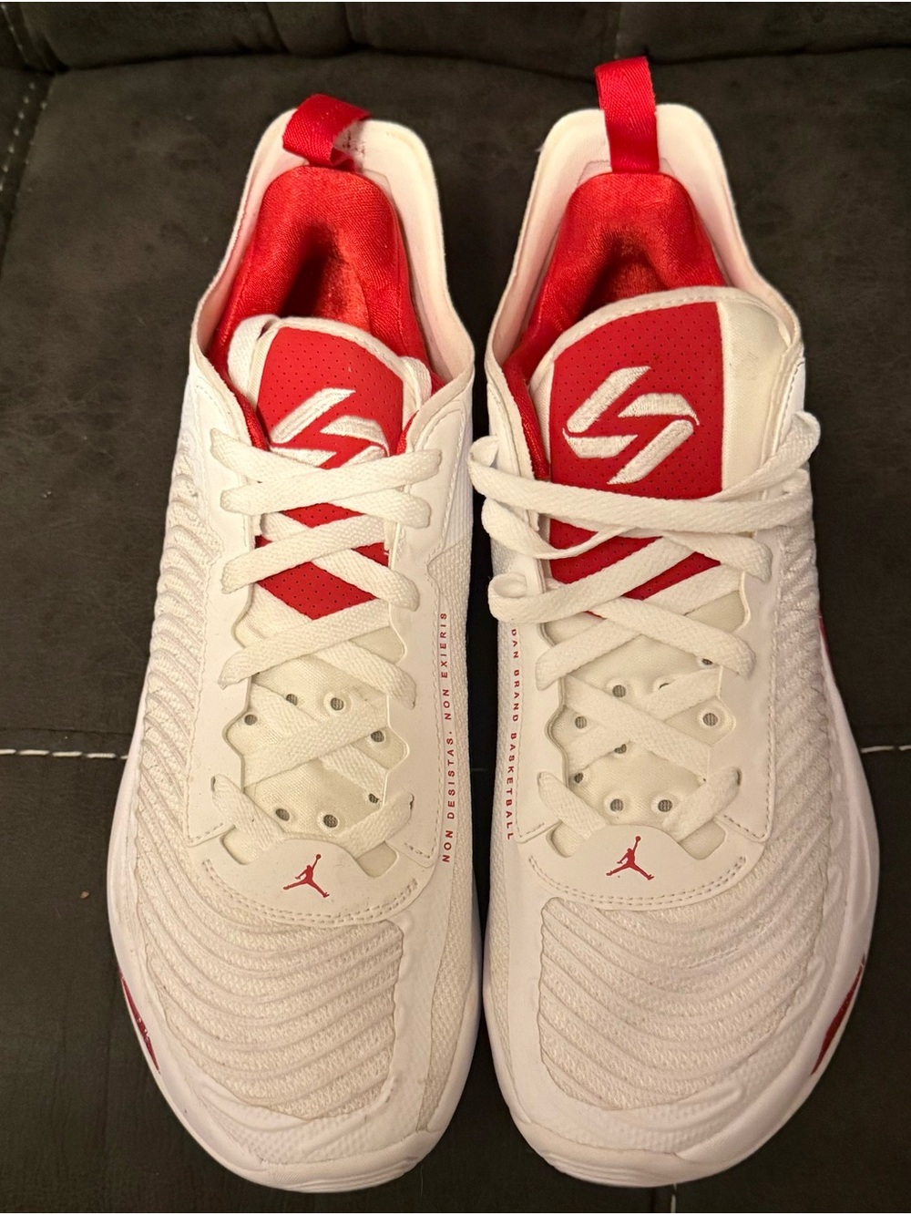 Jordan Men’s White and Red Low-Top Sneakers